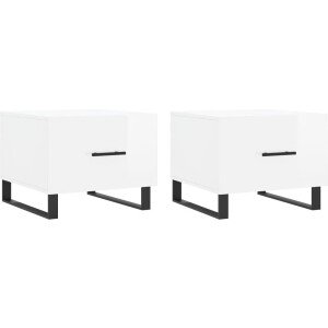 vidaXL Bijzettafel - Salontafel - Salontafels 2 st 50x50x40 cm bewerkt hout hoogglans wit - Koffietafel - Houten Salontafel - Witte Salontafel