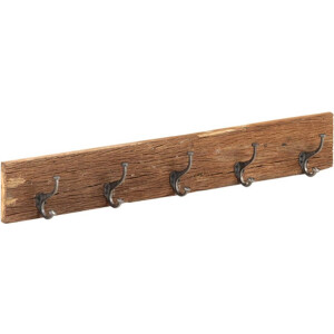 vidaXL - Wandkapstok - met - 5 - haken - 100x2,5x15 - cm - massief - gerecycled - hout
