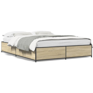 vidaXL - Bedframe - bewerkt - hout - metaal - sonoma - eikenkleurig - 120x200 - cm