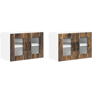 vidaXL - Wandglas - Kasten - LUCCA - 2 - pcs - Gerookt - eiken - 60 - x - 31 - x - 40 - cm