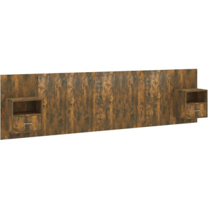 vidaXL - Hoofdbord - met - kastjes - bewerkt - hout - gerookt - eikenkleurig