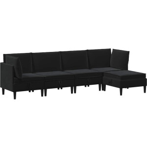 vidaXL - Woonkamer - Meubelset - met - kussen - met - opslag - 5 - pcs - Zwart - Fluweel