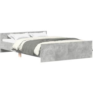 vidaXL - Bedframe - met - hoofd- - en - voeteneinde - betongrijs - 140x190 - cm