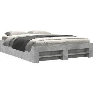 vidaXL - Bedframe - zonder - matras - 160x200 - cm - spaanplaat - betongrijs