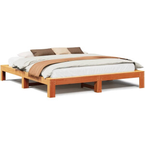 vidaXL - Bedframe - zonder - matras - massief - grenenhout - wasbruin - 180x200 - cm