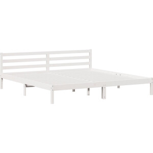 vidaXL - Bedframe - Wit - 225,5 - x - 205,5 - x - 69,5 - cm - Massief - vurenhout