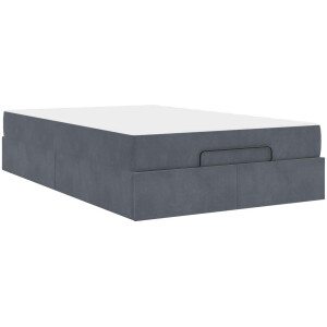 vidaXL - Bedframe - met - matras - 2 - pcs - Dim - Grijs - Fluweel