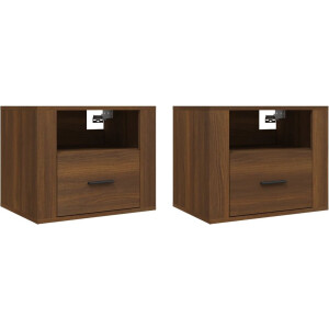 vidaXL - Nachtkastjes - 2 - st - wandgemonteerd - 50x36x40 - cm - bruin - eikenkleur