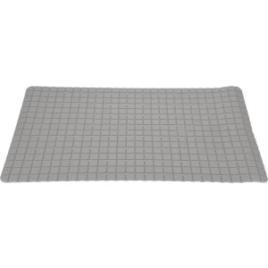 Anti-slip badmat lichtgrijs 69 x 39 cm rechthoekig - Badkuip mat - Grip mat voor in douche of bad