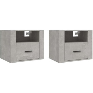 vidaXL - Nachtkastjes - 2 - st - wandgemonteerd - 50x36x40 - cm - betongrijs