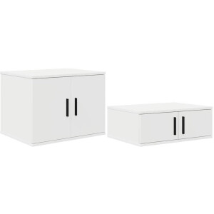 vidaXL - Opbergkast - 2 - pcs - Wit - 118 - x - 41 - x - 40 - cm - Bewerkt - hout