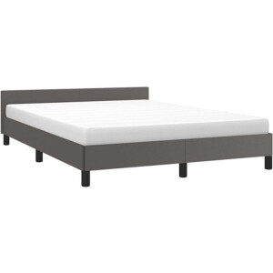 vidaXL - Bedframe - met - hoofdeinde - zonder - matras - 140x200 - cm - grijs