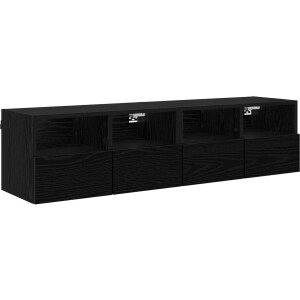 vidaXL - TV - Wandkasten - 2 - st - Zwart - Eiken - Bewerkt - hout
