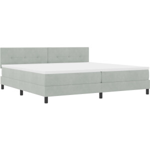 vidaXL - LED - Box - Spring - Bed - met - matras - Lichtgrijs - 200 - x - 200 - cm - Fluweel