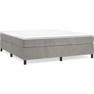 vidaXL - Boxspring - bed - 180x200 - cm - fluweel - lichtgrijs