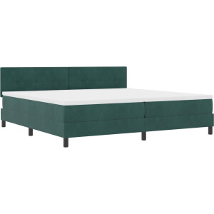 vidaXL - LED - Box - Spring - Bed - Donkergroen - 200 - x - 200 - cm - Fluweel