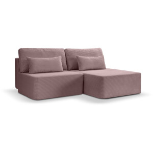 Amsterix sofa bed L-shape rechts oud roze - Luxe hoekbank slaapbank - 158x213x95cm