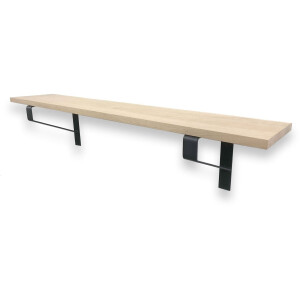 Eiken wandplank 50 x 20 cm 18mm op zwarte plankdragers - Wandplank hout - Wandplank industrieel - Fotoplank