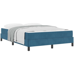 vidaXL - Boxspring - bed - met - matras - Donkerblauw - 140 - x - 200 - cm - Stof