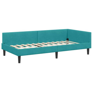vidaXL - Hoekbedframe - met - hoofdeinde - Turquoise - 80 - x - 200 - cm