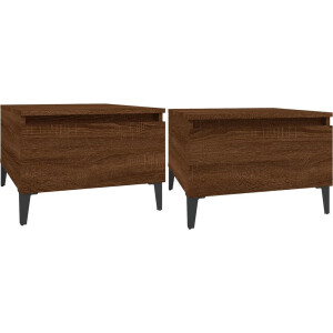 vidaXL - Bijzettafels - 2 - st - 50x46x35 - cm - bewerkt - hout - bruin - eikenkleur