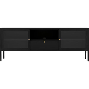 House Nordic Tv-Meubel Dalby Zwart Staal met Glas