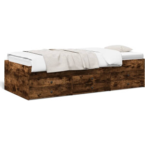 vidaXL - Slaapbank - met - lades - zonder - matras - 100x200 - cm - gerookt - eikenkleur