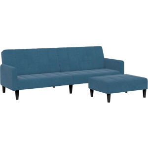 vidaXL - Slaapbank - 2-zits - met - voetenbank - fluweel - blauw