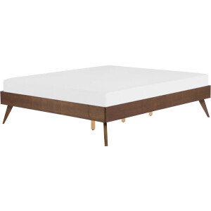 BELIANI BERRIC - Tweepersoonsbed - Donkere houtkleur - 140 x 200 cm - MDF