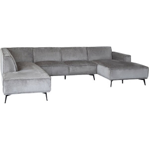 Tower Living Bank Leeds Chaise Longue R 2,5-zits Ottoman L Touch 27 Lichtgrijs