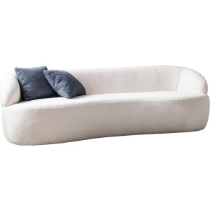3-zits bank Pien Wit - Bouclé - Breedte 220 cm - Zithoogte 42 cm - Zitdiepte 50 cm - Zitbreedte 200 cm