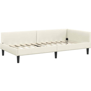 vidaXL - Hoek - Bed - Frame - met - hoofdeinde - Crème - 80 - cm - x - 200 - cm - Fluweel