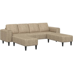 vidaXL - Bankstel - Lichtgrijs - Faux - suede - leer