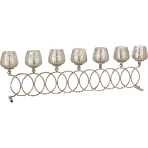 J-Line kandelaar 8 Ringen Craquelé - glas - zilver