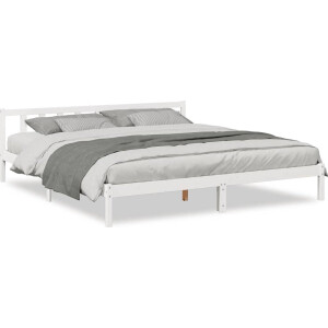 vidaXL - Bedframe - extra - lang - zonder - matras - grenenhout - wit - 180x220 - cm