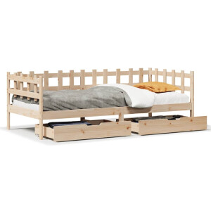 vidaXL - Slaapbank - met - lades - 90x190 - cm - massief - grenenhout