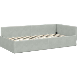 vidaXL - Hoek - Bed - Frame - Lichtgrijs - 100 - cm - x - 200 - cm - Fluweel