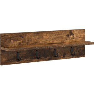 vidaXL - Wandgemonteerde - kapstok - met - opslag - Rook - Eiken - 60 - x - 10,5 - x - 18 - cm