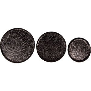 Clayre & Eef Decoratie Dienblad Set van 3 Ø 40 cm Zwart Aluminium