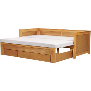 BELIANI CAHORS - Onderschuifbed - Lichthout - 90 x 200 cm - Rubberhout