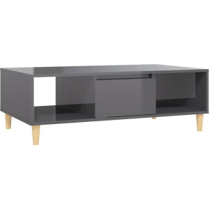 vidaXL Salontafel Hoogglans Grijs 103,5x60x35 cm Salontafel - Scandinavisch Meubilair - Hogglans Grijs - Tv Tafellaar - Koffietafel