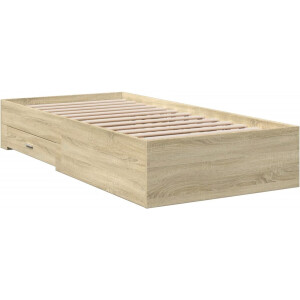 vidaXL - Bedframe - met - lades - bewerkt - hout - sonoma - eikenkleurig - 90x200 - cm