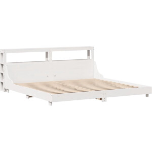 vidaXL - Bedframe - zonder - matras - massief - grenenhout - wit - 180x200 - cm
