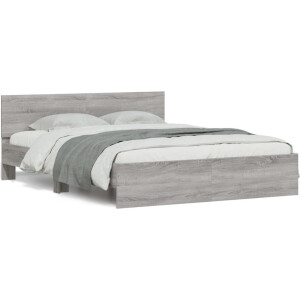 vidaXL - Bedframe - met - hoofdeinde - grijs - sonoma - eikenkleurig - 140x200 - cm