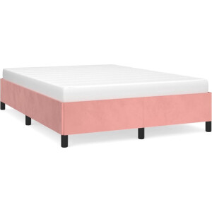 vidaXL - Bedframe - zonder - matras - 140x190 - cm - fluweel - roze