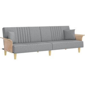 vidaXL Slaapbank - Lichtgrijs - Met Armleuningen Slaapbank - Sofa Bed - Tweepersoonsbed - Comfortabele Zitzitting - Grijs Meubilair