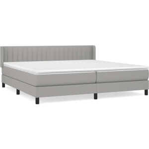 vidaXL - Boxspring - met - matras - stof - lichtgrijs - 200x200 - cm