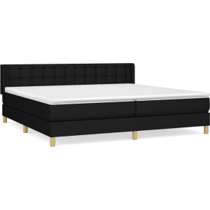 vidaXL - Boxspring - met - matras - stof - zwart - 180x200 - cm