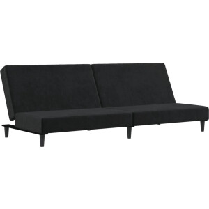 vidaXL Slaapbank 2-zits Fluweel Zwart Slaapbank - Zwevende Bank - 2 Persoonsbed - Lounge Sofa - Zwarte Bank