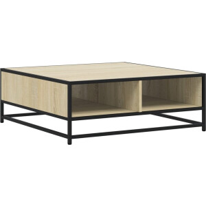 vidaXL - Salontafel - 80x80x30 - cm - bewerkt - hout - en - metaal - sonoma - eikenkleur